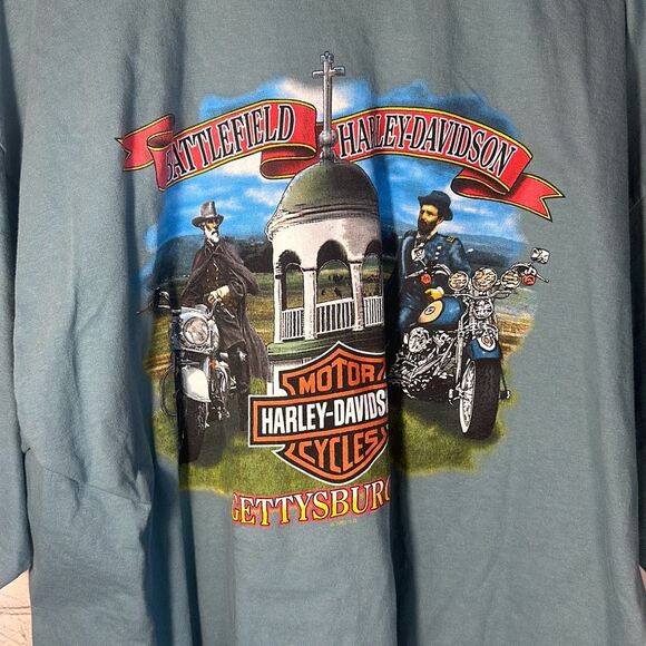 Harley Davidson Gettysburg Blue green Short Sleeve Tshirt size XXL 2XL - Picture 6 of 7